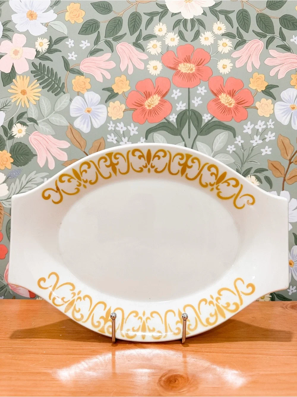Gold Scroll Ceramic Serving Platter